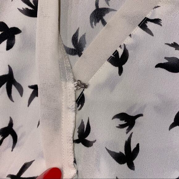 Cooper & Ella Sparrow Bird Print Peplum Top Size Small - Picture 6 of 12